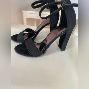 Ladies black suede sandals size 7.5 worn once great condition